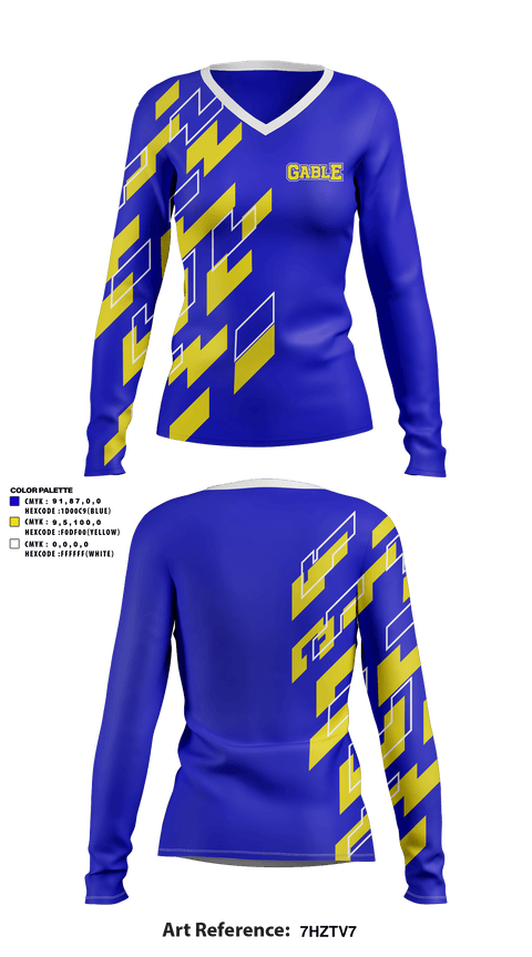 Women's Long Sleeve Vneck Shirt, Gable Middle School, Spirit Store, Teamtime, Team time, sublimation, custom sports apparel, team uniforms, spirit wear, spiritwear, sports uniforms, custom shirts, team store, custom team store, fundraiser sports, apparel fundraiser