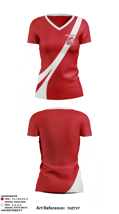 Sacred Heart University Fencing 74307273 Women's Short Sleeve V-neck Shirt - 1