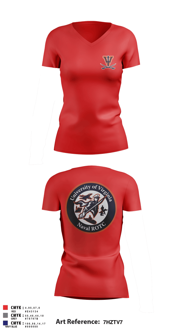 Women's Short Sleeve Vneck Shirt, University of Virginia NROTC, Navy, Teamtime, Team time, sublimation, custom sports apparel, team uniforms, spirit wear, spiritwear, sports uniforms, custom shirts, team store, custom team store, fundraiser sports, apparel fundraiser