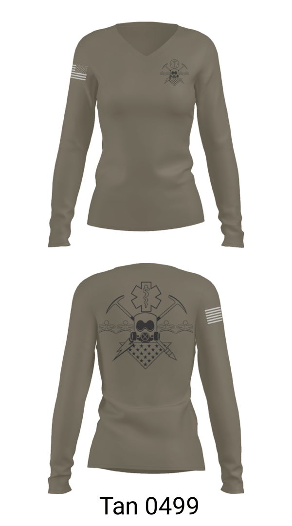 Women's Long Sleeve Vneck Shirt, , Army, Teamtime, Team time, sublimation, custom sports apparel, team uniforms, spirit wear, spiritwear, sports uniforms, custom shirts, team store, custom team store, fundraiser sports, apparel fundraiser