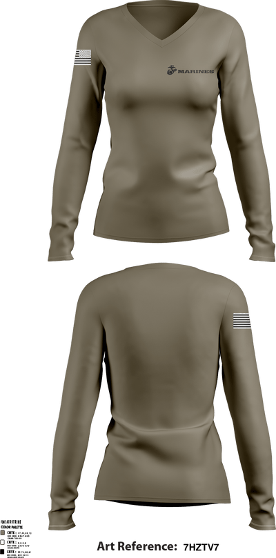 Marines 60974738 Women's Long Sleeve V-neck Shirt - 1