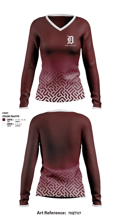 Deshler High School 53458733 Women's Long Sleeve V-neck Shirt - 1