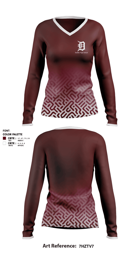 Women's Long Sleeve Vneck Shirt, Deshler High School, Spirit Store, Teamtime, Team time, sublimation, custom sports apparel, team uniforms, spirit wear, spiritwear, sports uniforms, custom shirts, team store, custom team store, fundraiser sports, apparel fundraiser