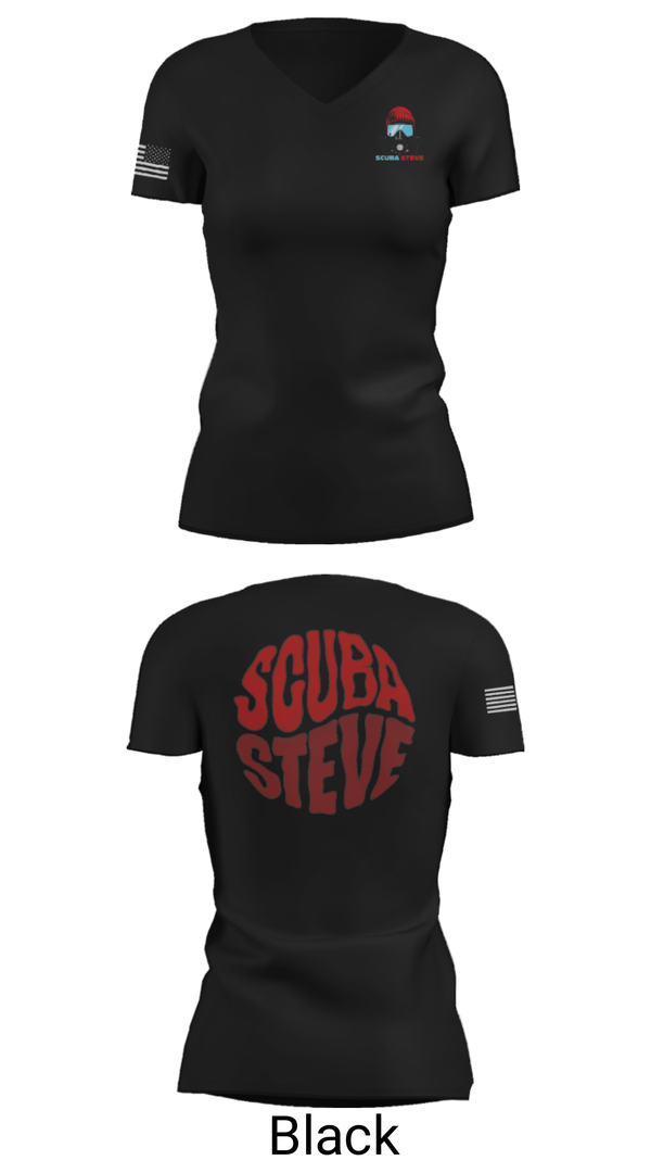Women's Short Sleeve Vneck Shirt, Scuba Steve, , Teamtime, Team time, sublimation, custom sports apparel, team uniforms, spirit wear, spiritwear, sports uniforms, custom shirts, team store, custom team store, fundraiser sports, apparel fundraiser