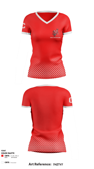 Coquille Senior High School Track 60550768 Women's Short Sleeve V-neck Shirt - 1