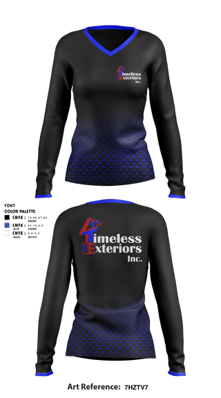 Women's Long Sleeve Vneck Shirt, Timeless exteriorsTimeless exteriors, , Teamtime, Team time, sublimation, custom sports apparel, team uniforms, spirit wear, spiritwear, sports uniforms, custom shirts, team store, custom team store, fundraiser sports, apparel fundraiser