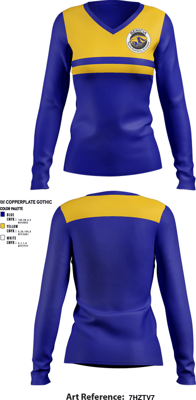 Benicia High School Cheer 6851556 Women's Long Sleeve V-neck Shirt - 1