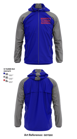 Windbreaker, Bennett’s Sluggers, Baseball, Teamtime, Team time, sublimation, custom sports apparel, team uniforms, spirit wear, spiritwear, sports uniforms, custom shirts, team store, custom team store, fundraiser sports, apparel fundraiser