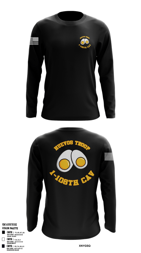 Long Sleeve Performance Shirt, 1-108 CAV HHT, Army, Teamtime, Team time, sublimation, custom sports apparel, team uniforms, spirit wear, spiritwear, sports uniforms, custom shirts, team store, custom team store, fundraiser sports, apparel fundraiser