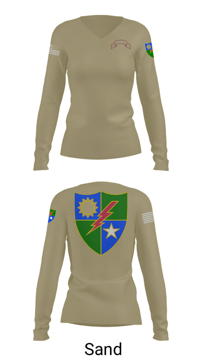 75 Ranger Regiment. 4790927 Women's Long Sleeve V-neck Shirt - 42