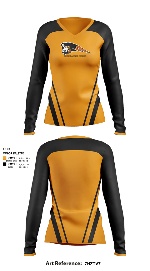 Women's Long Sleeve Vneck Shirt, Merrill High School Softball, Softball, Teamtime, Team time, sublimation, custom sports apparel, team uniforms, spirit wear, spiritwear, sports uniforms, custom shirts, team store, custom team store, fundraiser sports, apparel fundraiser