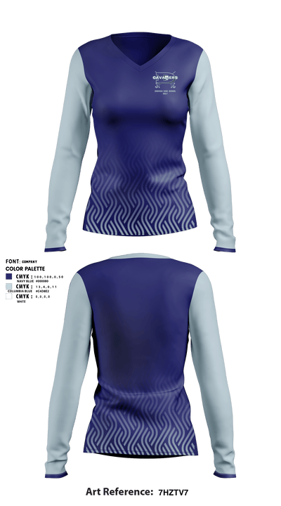 Dorman High School Golf 69976205 Women's Long Sleeve V-neck Shirt - 1