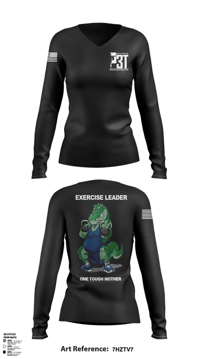 P3T 45454486 Women's Long Sleeve V-neck Shirt - 2