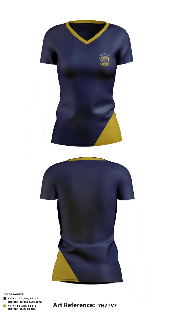 Women's Short Sleeve Vneck Shirt, Casteel High School Badminton, Spirit Store, Teamtime, Team time, sublimation, custom sports apparel, team uniforms, spirit wear, spiritwear, sports uniforms, custom shirts, team store, custom team store, fundraiser sports, apparel fundraiser