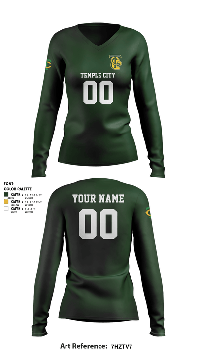 Temple City High School Volleyball 8349328 Women's Long Sleeve V-neck Shirt - 2