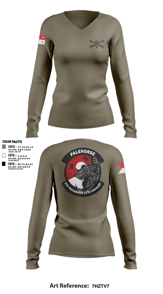 Women's Long Sleeve Vneck Shirt, B TRP 5-17 ACS, Army, Teamtime, Team time, sublimation, custom sports apparel, team uniforms, spirit wear, spiritwear, sports uniforms, custom shirts, team store, custom team store, fundraiser sports, apparel fundraiser