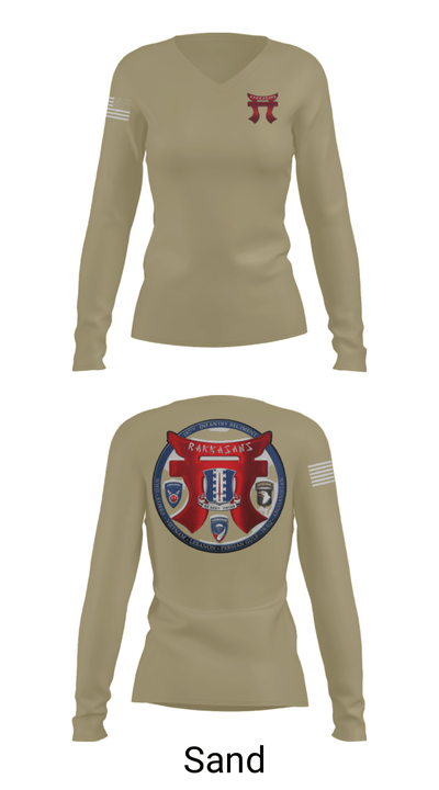 3-187 Rakkasans 16678099 Women's Long Sleeve V-neck Shirt - 42