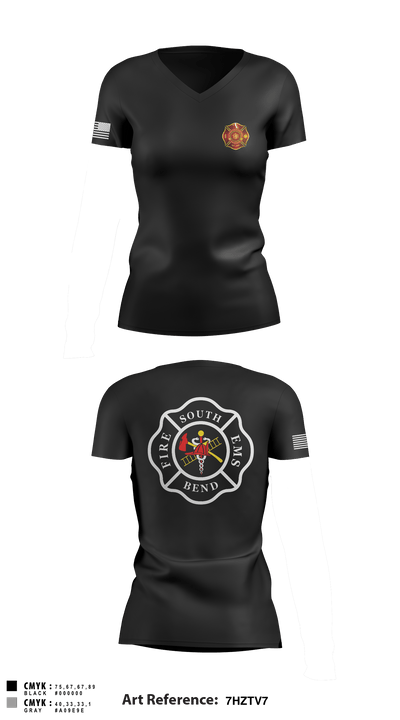 South Bend Fire 21088778 Women's Short Sleeve V-neck Shirt - 1