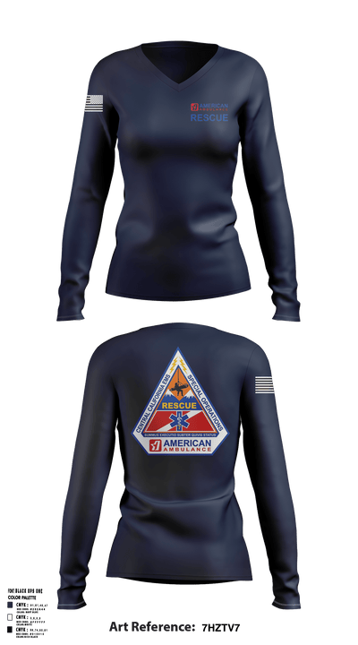 American Ambulance Rescue 49557589 Women's Long Sleeve V-neck Shirt - 3