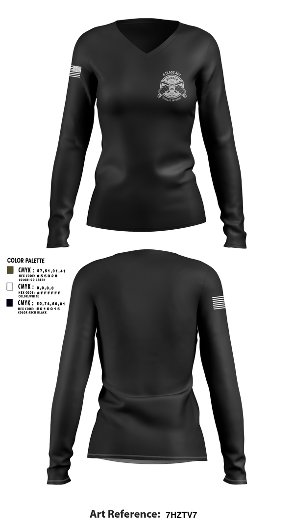 Women's Long Sleeve Vneck Shirt, A class act barbershop, , Teamtime, Team time, sublimation, custom sports apparel, team uniforms, spirit wear, spiritwear, sports uniforms, custom shirts, team store, custom team store, fundraiser sports, apparel fundraiser