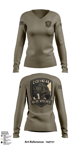 Women's Long Sleeve Vneck Shirt, , Army, Teamtime, Team time, sublimation, custom sports apparel, team uniforms, spirit wear, spiritwear, sports uniforms, custom shirts, team store, custom team store, fundraiser sports, apparel fundraiser