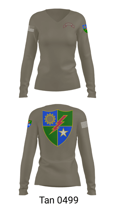 75 Ranger Regiment. 4790927 Women's Long Sleeve V-neck Shirt - 41