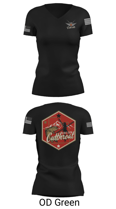 A Co. 2-211th GSAB 21328090 Women's Short Sleeve V-neck Shirt - 22