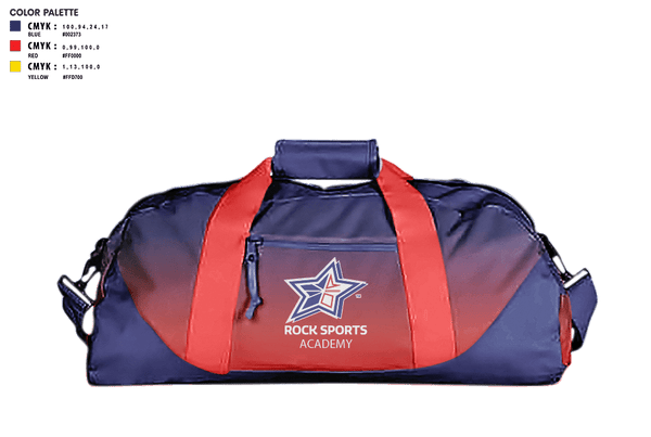 Duffle Bag, Rock Sports Academy, Men's Basketball, Teamtime, Team time, sublimation, custom sports apparel, team uniforms, spirit wear, spiritwear, sports uniforms, custom shirts, team store, custom team store, fundraiser sports, apparel fundraiser