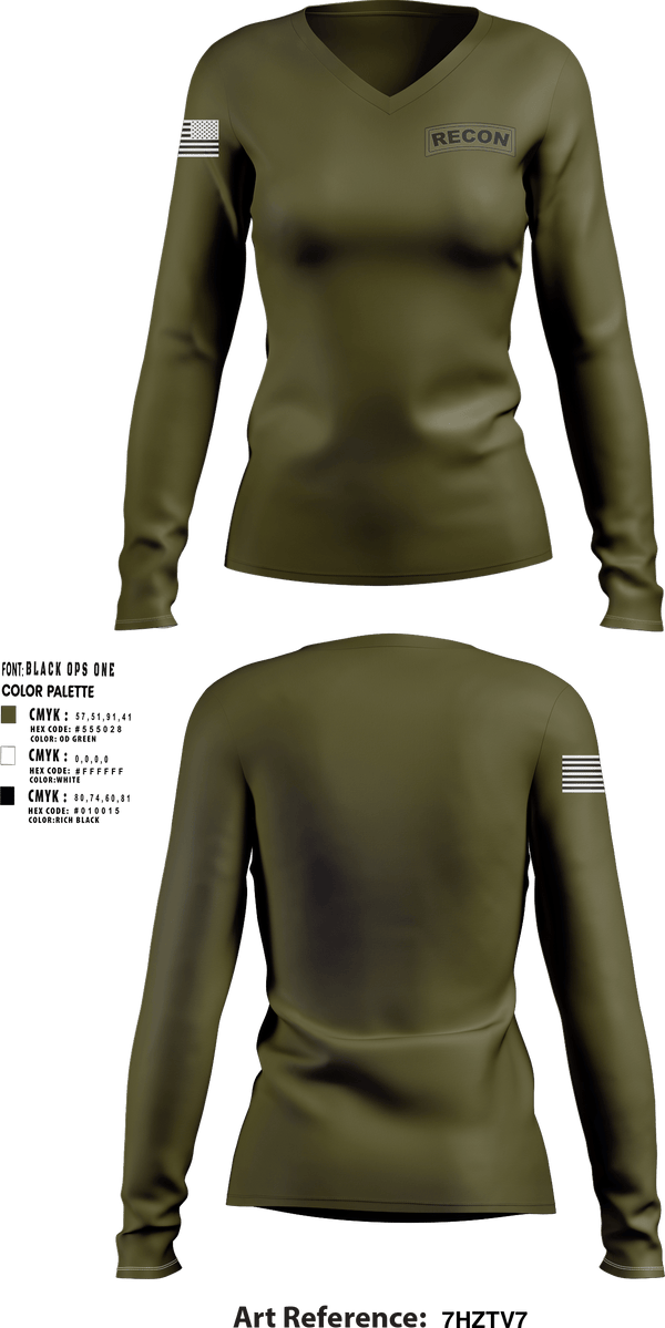 Women's Long Sleeve Vneck Shirt, , Army, Teamtime, Team time, sublimation, custom sports apparel, team uniforms, spirit wear, spiritwear, sports uniforms, custom shirts, team store, custom team store, fundraiser sports, apparel fundraiser