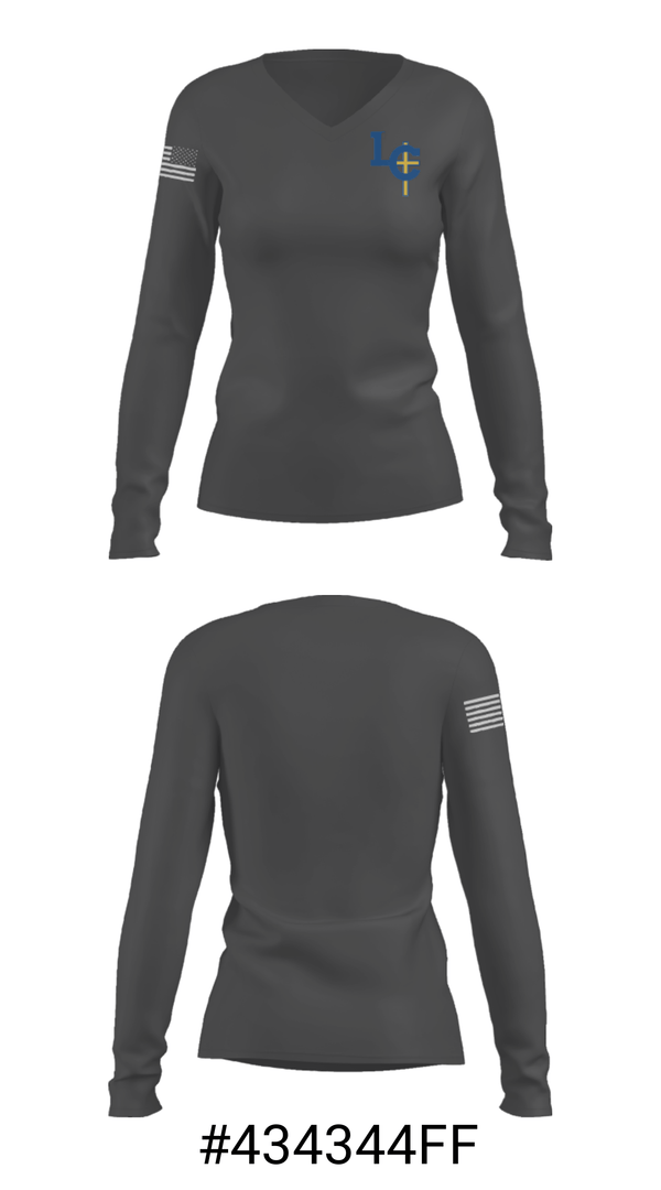 Women's Long Sleeve Vneck Shirt, Lehman Catholic High School Band, Spirit Store, Teamtime, Team time, sublimation, custom sports apparel, team uniforms, spirit wear, spiritwear, sports uniforms, custom shirts, team store, custom team store, fundraiser sports, apparel fundraiser