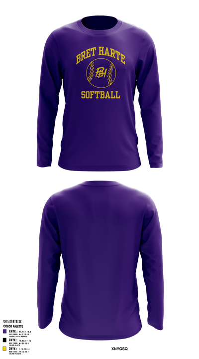 BRET HARTE UNION HIGH SCHOOL SOFTBALL Long Sleeve Performance Shirt - 8