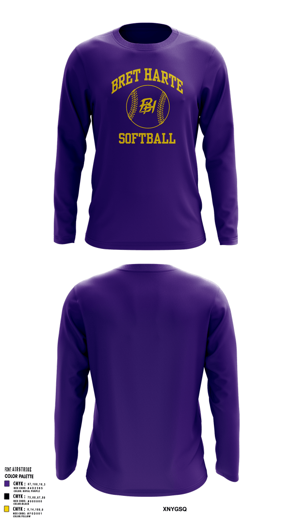 Long Sleeve Performance Shirt, Bret Harte Union High School Softball, Softball, Teamtime, Team time, sublimation, custom sports apparel, team uniforms, spirit wear, spiritwear, sports uniforms, custom shirts, team store, custom team store, fundraiser sports, apparel fundraiser
