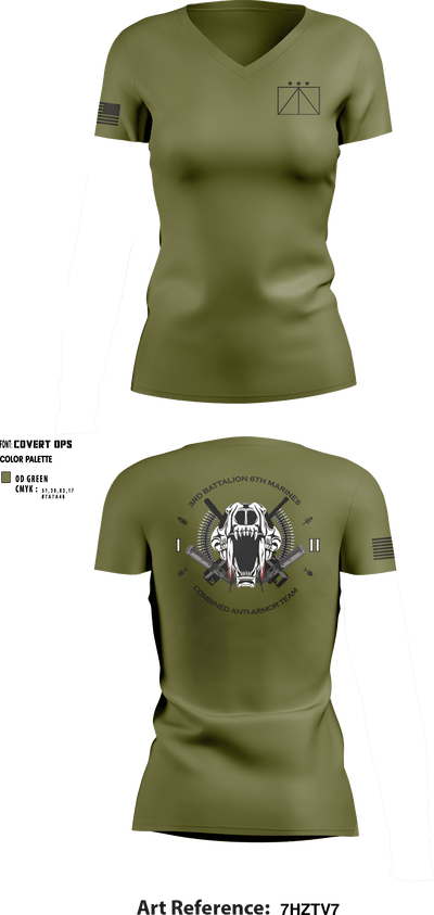 Combined Anti-Armor Team, 3rd Battalion 6th Marines 81987359 Women's Short Sleeve V-neck Shirt - 7