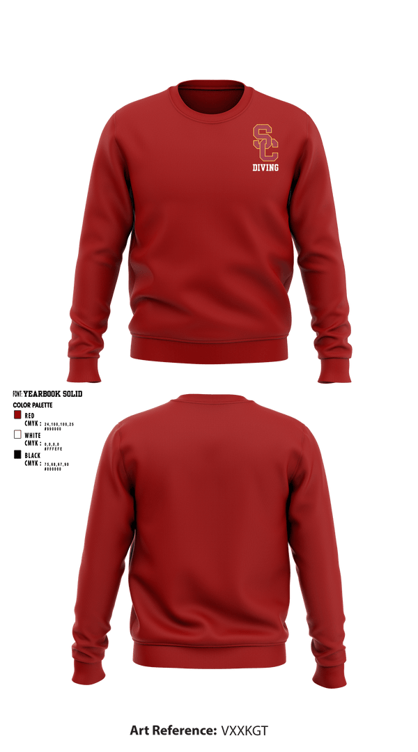 Crew Neck Sweatshirt, University Of Southern California Diving, Spirit Store, Teamtime, Team time, sublimation, custom sports apparel, team uniforms, spirit wear, spiritwear, sports uniforms, custom shirts, team store, custom team store, fundraiser sports, apparel fundraiser