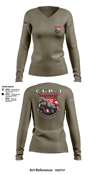Women's Long Sleeve Vneck Shirt, CLR-3, Marines, Teamtime, Team time, sublimation, custom sports apparel, team uniforms, spirit wear, spiritwear, sports uniforms, custom shirts, team store, custom team store, fundraiser sports, apparel fundraiser