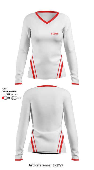 WESAMI 58853608 Women's Long Sleeve V-neck Shirt - 1