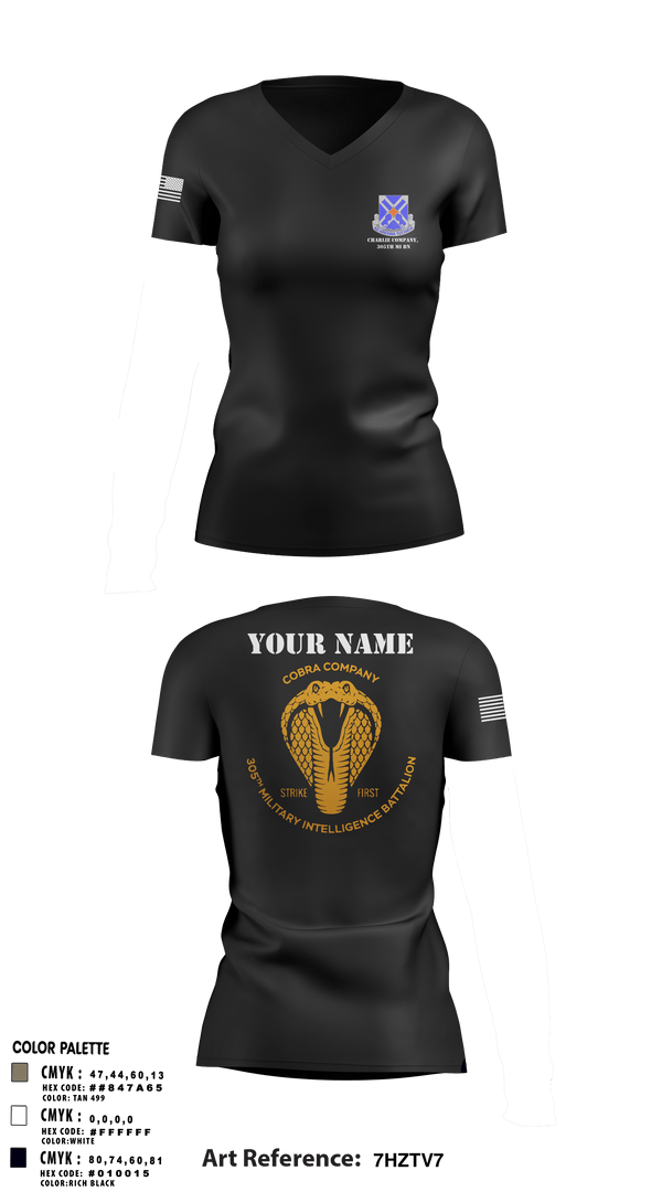 Women's Short Sleeve Vneck Shirt, Charlie Company, 305th MI BN, , Teamtime, Team time, sublimation, custom sports apparel, team uniforms, spirit wear, spiritwear, sports uniforms, custom shirts, team store, custom team store, fundraiser sports, apparel fundraiser