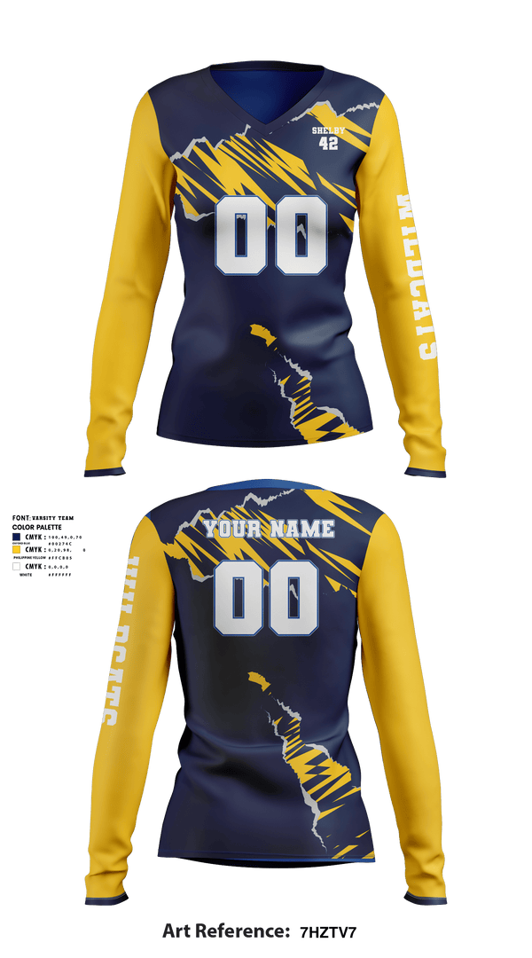 Long Sleeve Performance Shirt, Shelby Wildcats, Women's Volleyball, Teamtime, Team time, sublimation, custom sports apparel, team uniforms, spirit wear, spiritwear, sports uniforms, custom shirts, team store, custom team store, fundraiser sports, apparel fundraiser