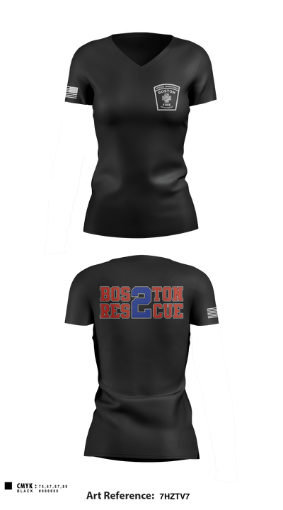 Boston Fire Department 86583184 Women's Short Sleeve V-neck Shirt - 1