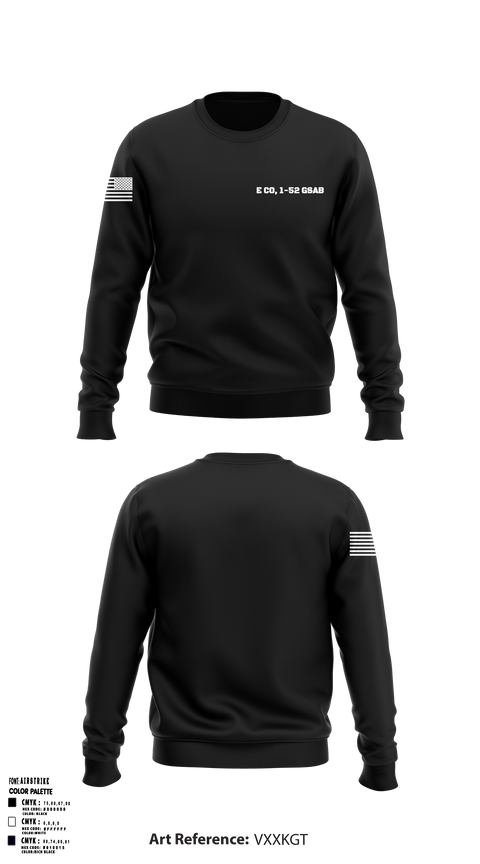 Crew Neck Sweatshirt, E CO, 1-52 GSAB, Army, Teamtime, Team time, sublimation, custom sports apparel, team uniforms, spirit wear, spiritwear, sports uniforms, custom shirts, team store, custom team store, fundraiser sports, apparel fundraiser