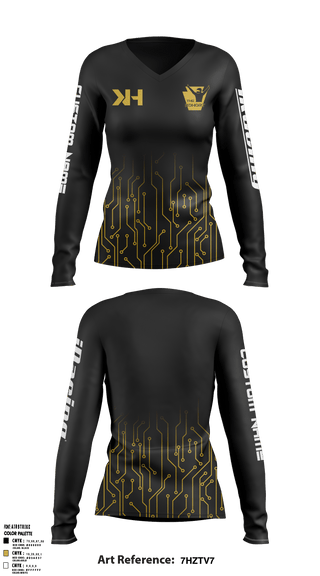Women's Long Sleeve Vneck Shirt, The Kohort, E-Sports, Teamtime, Team time, sublimation, custom sports apparel, team uniforms, spirit wear, spiritwear, sports uniforms, custom shirts, team store, custom team store, fundraiser sports, apparel fundraiser