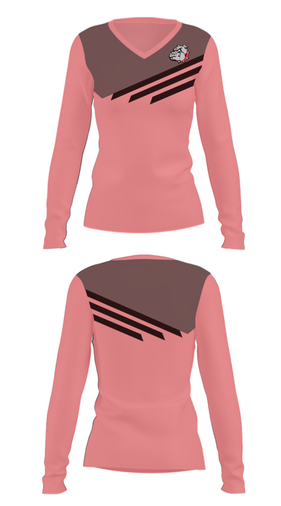 Strathmore Bulldogs 30556555 Women's Long Sleeve V-neck Shirt - 25