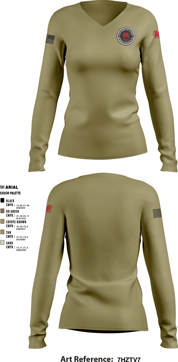 Women's Long Sleeve Vneck Shirt, , Police, Teamtime, Team time, sublimation, custom sports apparel, team uniforms, spirit wear, spiritwear, sports uniforms, custom shirts, team store, custom team store, fundraiser sports, apparel fundraiser