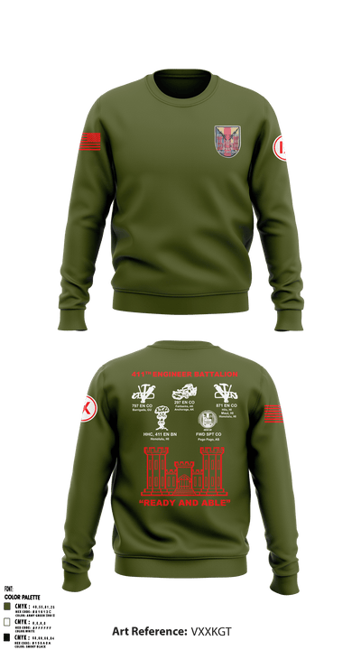 411th Engineer Battalion 54213256 Crew Neck Sweatshirt - 16