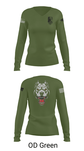 Women's Long Sleeve Vneck Shirt, , Army, Teamtime, Team time, sublimation, custom sports apparel, team uniforms, spirit wear, spiritwear, sports uniforms, custom shirts, team store, custom team store, fundraiser sports, apparel fundraiser