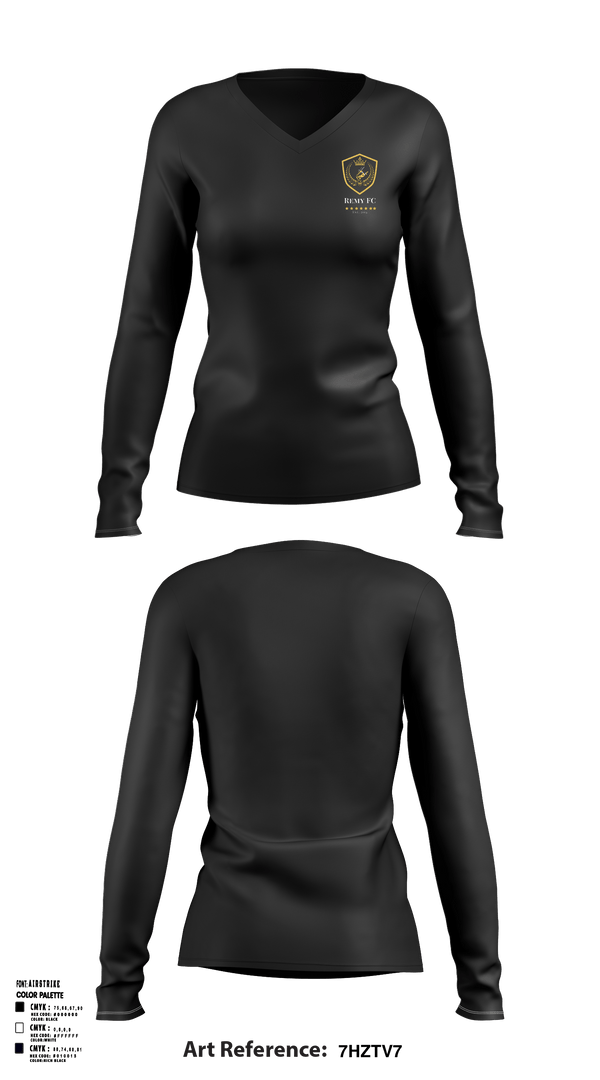 Women's Long Sleeve Vneck Shirt, Remy Fc, , Teamtime, Team time, sublimation, custom sports apparel, team uniforms, spirit wear, spiritwear, sports uniforms, custom shirts, team store, custom team store, fundraiser sports, apparel fundraiser