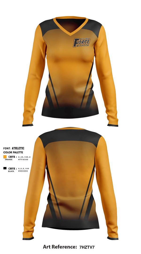Women's Long Sleeve Vneck Shirt, West Liberty Force Softball, Softball, Teamtime, Team time, sublimation, custom sports apparel, team uniforms, spirit wear, spiritwear, sports uniforms, custom shirts, team store, custom team store, fundraiser sports, apparel fundraiser