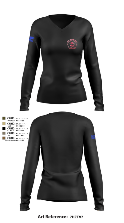 Caddo Mills Police 23864707 Women's Long Sleeve V-neck Shirt - 1