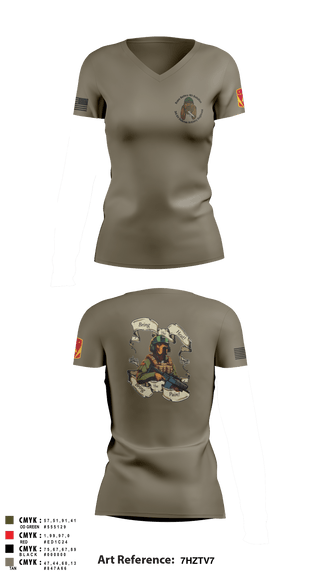 Women's Short Sleeve Vneck Shirt, Bravo Battery, 4th Battalion, 3rd Air Defense Artillery Regiment, Army, Teamtime, Team time, sublimation, custom sports apparel, team uniforms, spirit wear, spiritwear, sports uniforms, custom shirts, team store, custom team store, fundraiser sports, apparel fundraiser