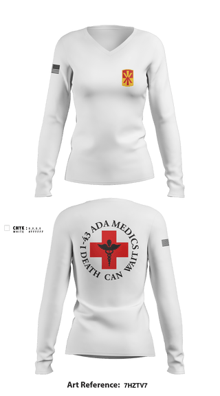 Women's Long Sleeve Vneck Shirt, Medics, 1-43 ADA, Army, Teamtime, Team time, sublimation, custom sports apparel, team uniforms, spirit wear, spiritwear, sports uniforms, custom shirts, team store, custom team store, fundraiser sports, apparel fundraiser